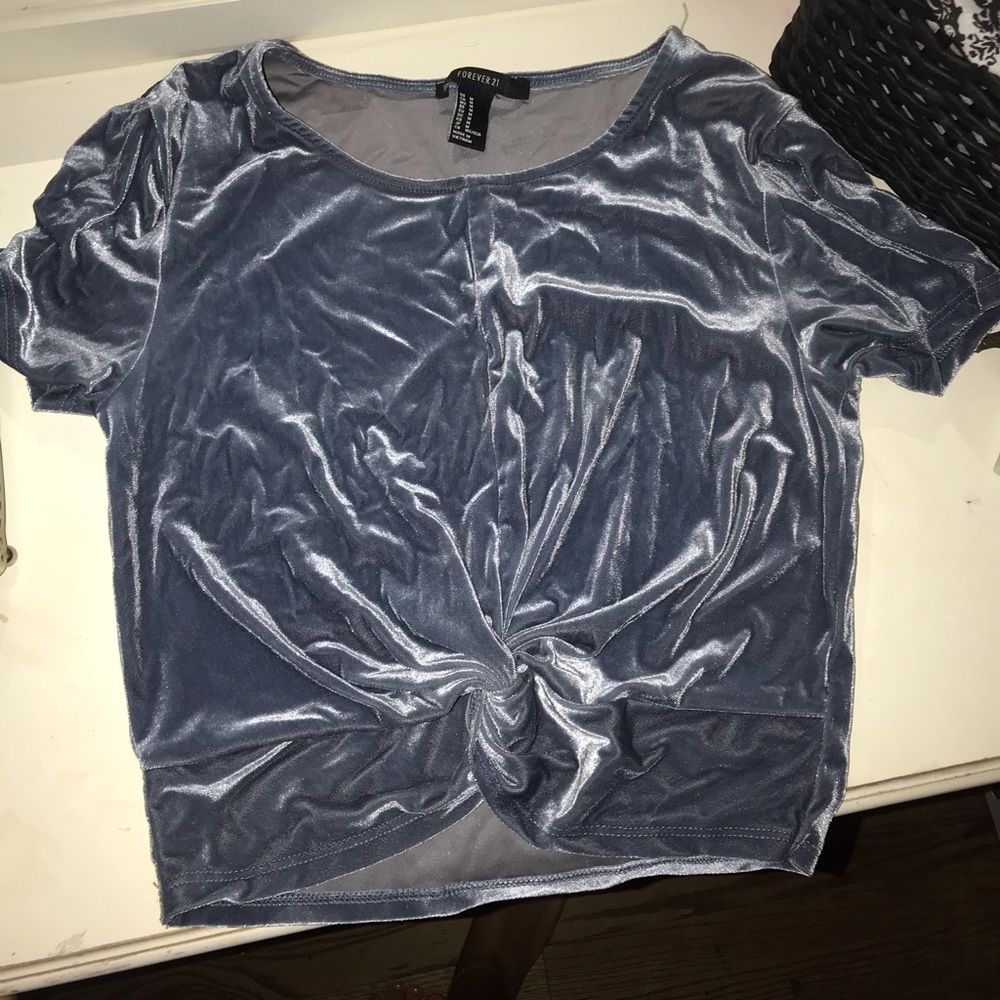 Forever 21 small blue crushed velvet top